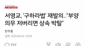 구하라법 재발의! 부양의무 저버리면 상속 박탈