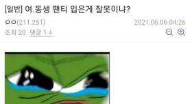 여동생 팬티입은게 잘못이냐???