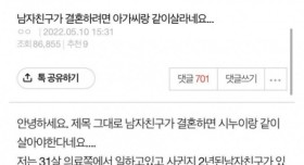 남자친구가 결혼하려면.. 아가씨랑 같이 살라네요